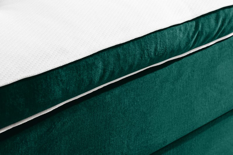 Ella Sengepakke 90x200 cm Dyb-syet hovedgavl - Mørkegrøn / velour - Komplet sengepakke - Kontinentalsenge