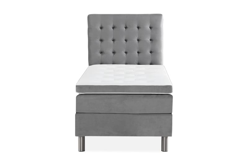 Ella Sengepakke 90x200 cm Ternet Gavl, Lys grå / velour