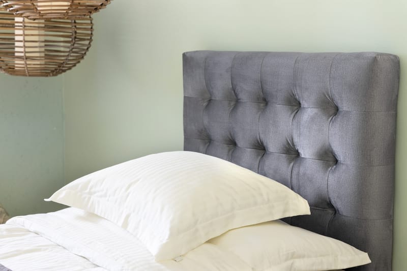 Ella Sengepakke 90x200 cm Ternet Gavl - Lys grå / velour - Møbler - Senge - Kontinentalsenge