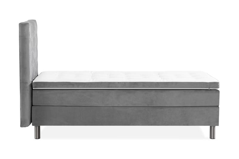 Ella Sengepakke 90x200 cm Ternet Gavl - Lys grå / velour - Møbler - Senge - Kontinentalsenge