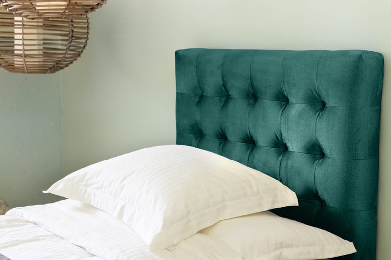 Ella Sengepakke 90x200 cm Ternet Gavl - Mørkegrøn / velour - Møbler - Senge - Kontinentalsenge