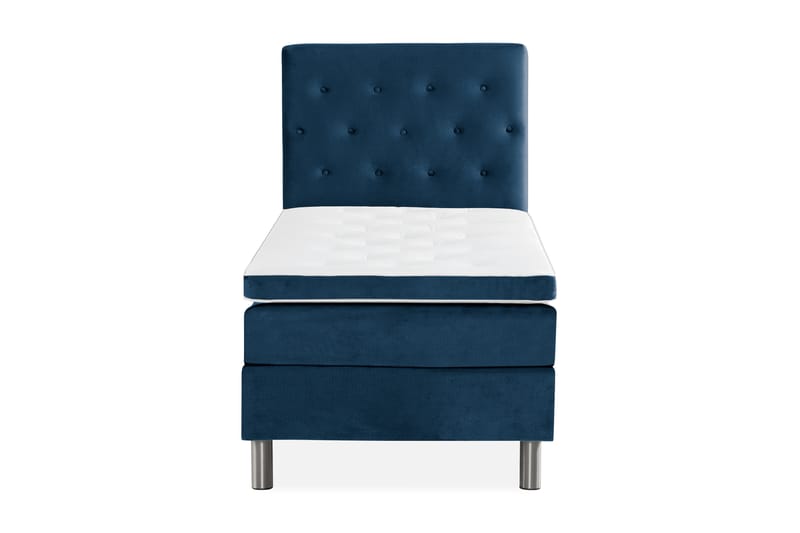 Ella Sengepakke 90x200 cm Pikeret Gavl - Mørkeblå / velour - Møbler - Senge - Komplet sengepakke