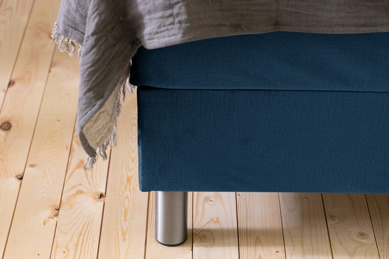 Ella Sengepakke 90x200 cm Pikeret Gavl - Mørkeblå / velour - Møbler - Senge - Komplet sengepakke