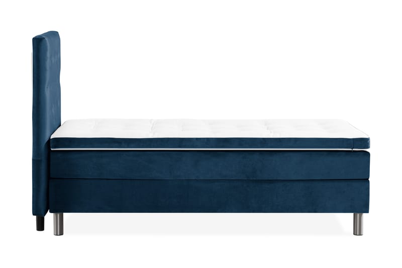Ella Sengepakke 90x200 cm Pikeret Gavl - Mørkeblå / velour - Møbler - Senge - Komplet sengepakke