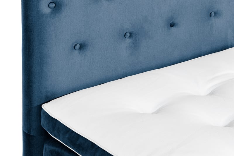 Ella Sengepakke 90x200 cm Pikeret Gavl - Mørkeblå / velour - Møbler - Senge - Komplet sengepakke