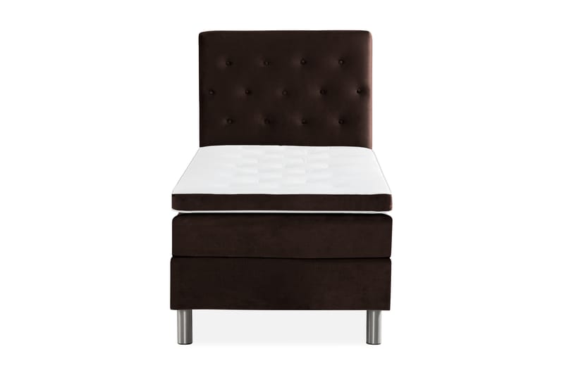 Ella Sengepakke 90x200 cm Pikeret Gavl - Brun / velour - Møbler - Senge - Komplet sengepakke