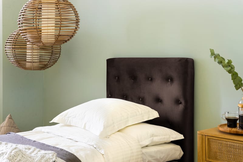 Ella Sengepakke 90x200 cm Pikeret Gavl - Brun / velour - Møbler - Senge - Komplet sengepakke