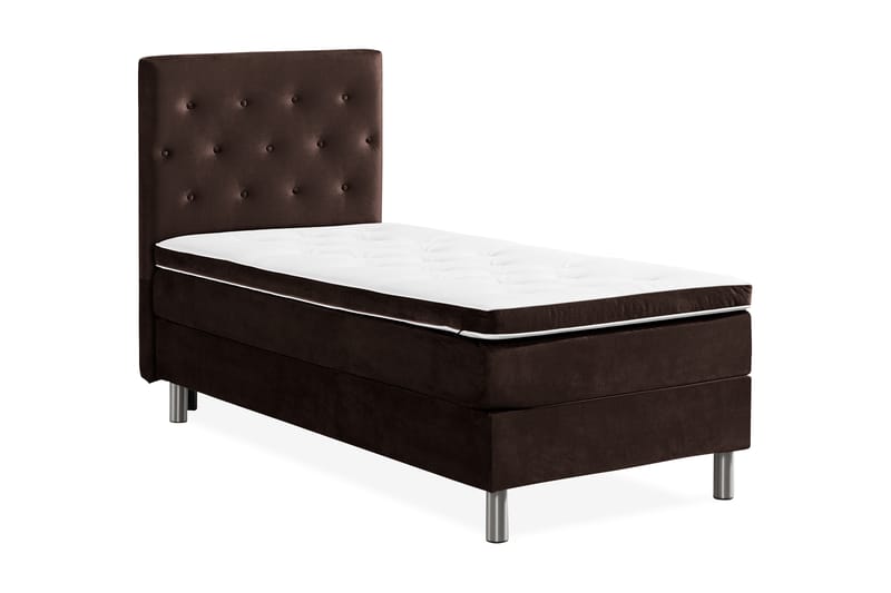 Ella Sengepakke 90x200 cm Pikeret Gavl - Brun / velour - Møbler - Senge - Komplet sengepakke