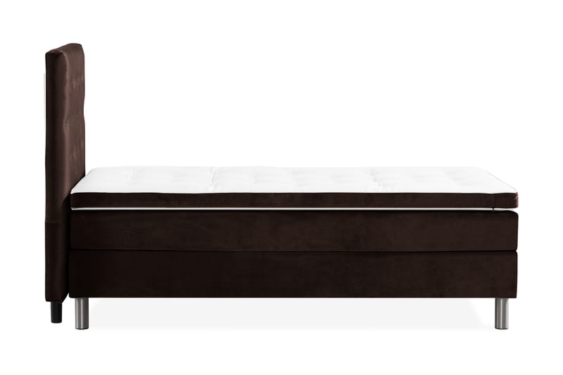 Ella Sengepakke 90x200 cm Pikeret Gavl - Brun / velour - Møbler - Senge - Komplet sengepakke