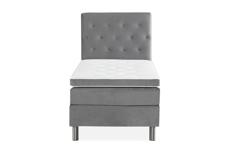Ella Sengepakke 90x200 cm Pikeret Gavl - Lys grå / velour - Møbler - Senge - Komplet sengepakke