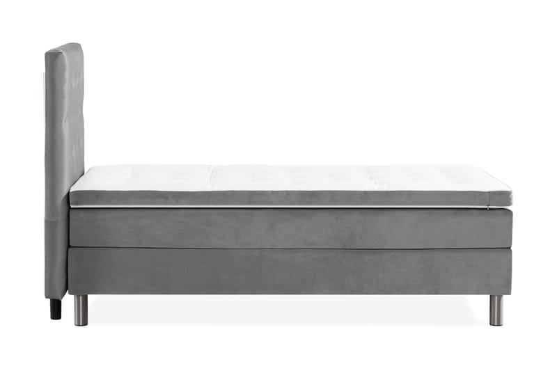 Ella Sengepakke 90x200 cm Pikeret Gavl - Lys grå / velour - Møbler - Senge - Komplet sengepakke