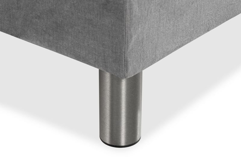 Ella Sengepakke 90x200 cm Pikeret Gavl - Lys grå / velour - Møbler - Senge - Komplet sengepakke