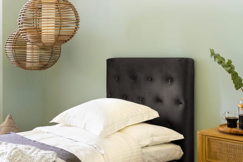 Ella Sengepakke 90x200 cm Pikeret Gavl - Mørkegrå / velour - Møbler - Senge - Komplet sengepakke