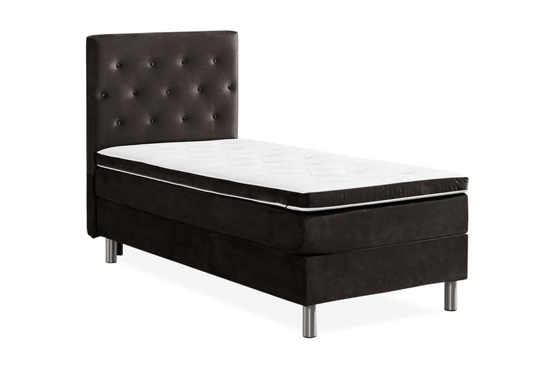 Ella Sengepakke 90x200 cm Pikeret Gavl - Mørkegrå / velour - Møbler - Senge - Komplet sengepakke