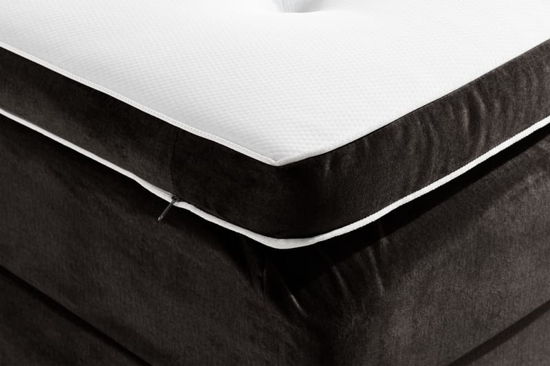 Ella Sengepakke 90x200 cm Pikeret Gavl - Mørkegrå / velour - Møbler - Senge - Komplet sengepakke
