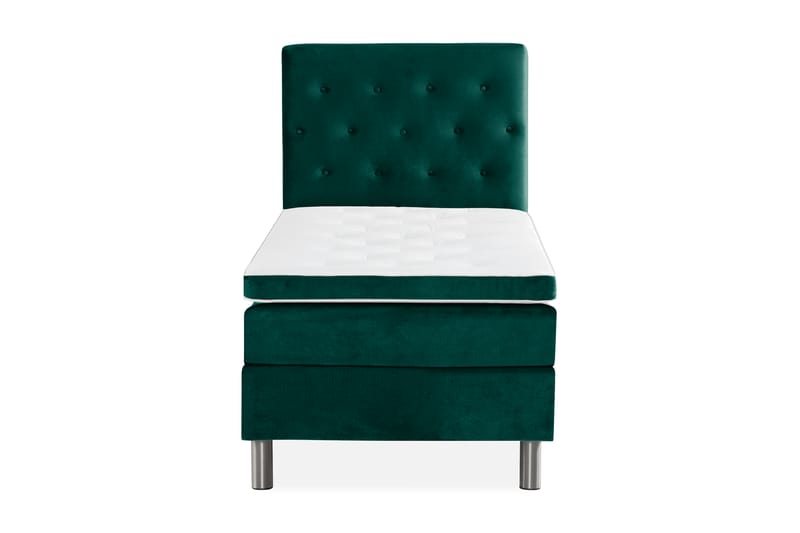 Ella Sengepakke 90x200 cm Pikeret Gavl - Mørkegrøn / velour - Møbler - Senge - Komplet sengepakke