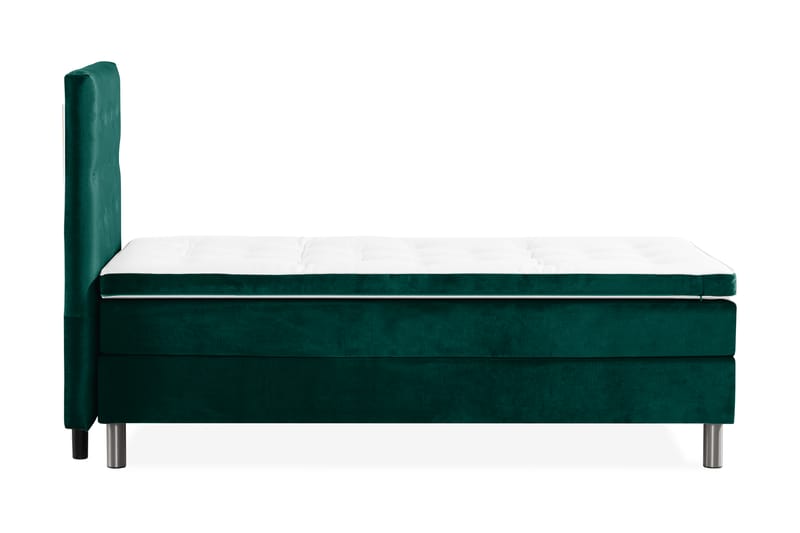 Ella Sengepakke 90x200 cm Pikeret Gavl - Mørkegrøn / velour - Møbler - Senge - Komplet sengepakke