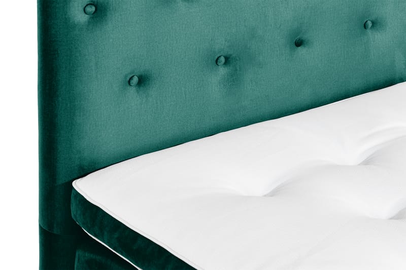 Ella Sengepakke 90x200 cm Pikeret Gavl - Mørkegrøn / velour - Møbler - Senge - Komplet sengepakke