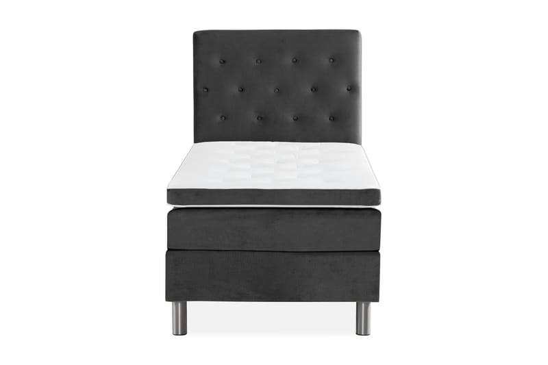 Ella Sengepakke 90x200 cm Pikeret Gavl - Mørkegrå / velour - Møbler - Senge - Komplet sengepakke