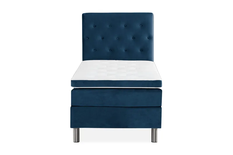 Ella Sengepakke 90x200 cm Pikeret Gavl, Mørkeblå / velour