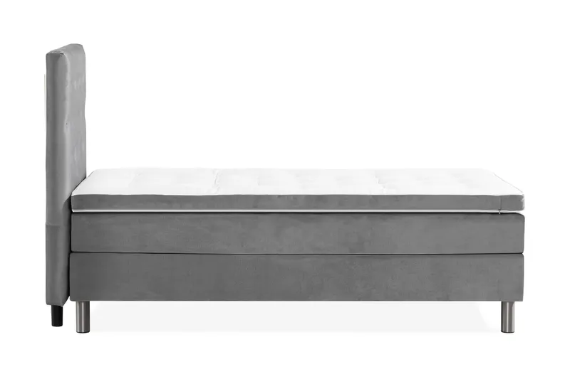 Ella Sengepakke 90x200 cm Pikeret Gavl - Lys grå / velour - Møbler - Senge - Kontinentalsenge