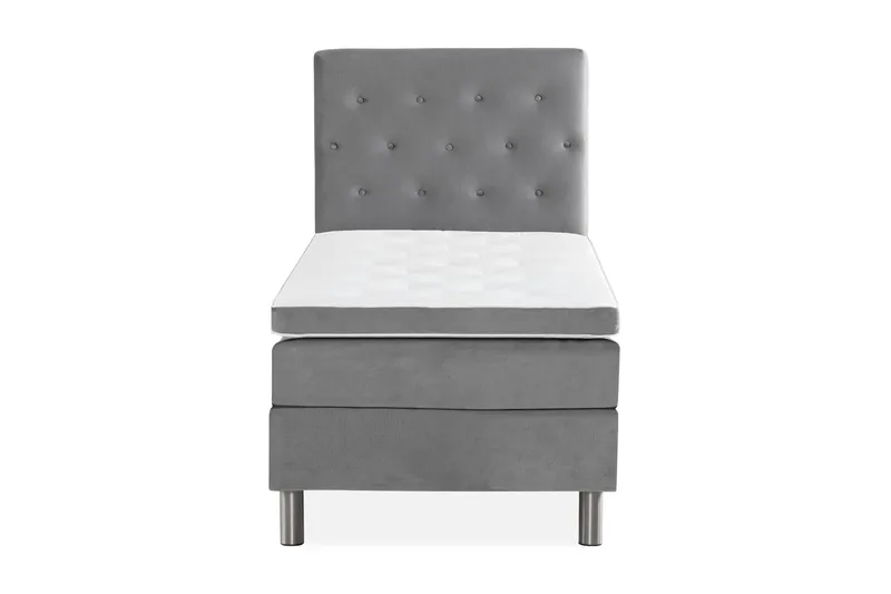 Ella Sengepakke 90x200 cm Pikeret Gavl - Lys grå / velour - Møbler - Senge - Kontinentalsenge