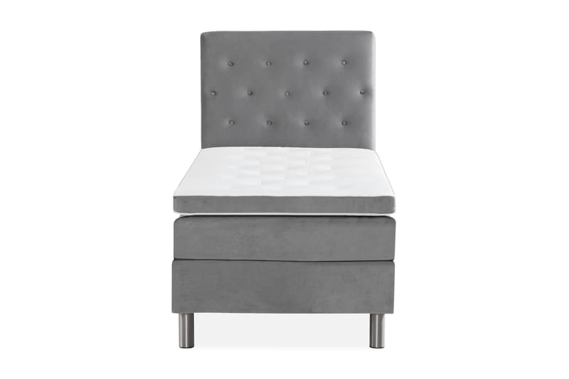 Ella Sengepakke 90x200 cm Pikeret Gavl, Lys grå / velour