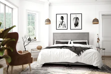 Faylor Lyx Velour 180x200 - Lysegrå - Møbler - Senge - Kontinentalsenge