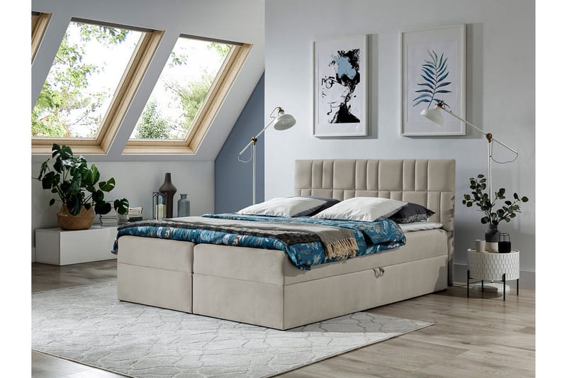 Frusci kontinentalseng 160x200 + topmadras - Møbler - Senge - Kontinentalsenge