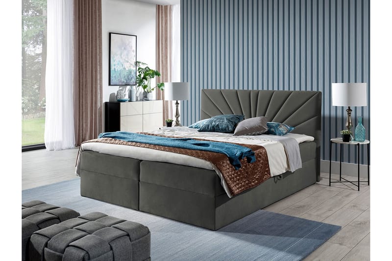 Frusci kontinentalseng 160x200 + topmadras - Møbler - Senge - Kontinentalsenge