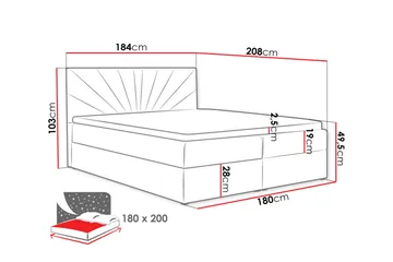 Frusci kontinentalseng 180x200 + topmadras - Møbler - Senge - Kontinentalsenge