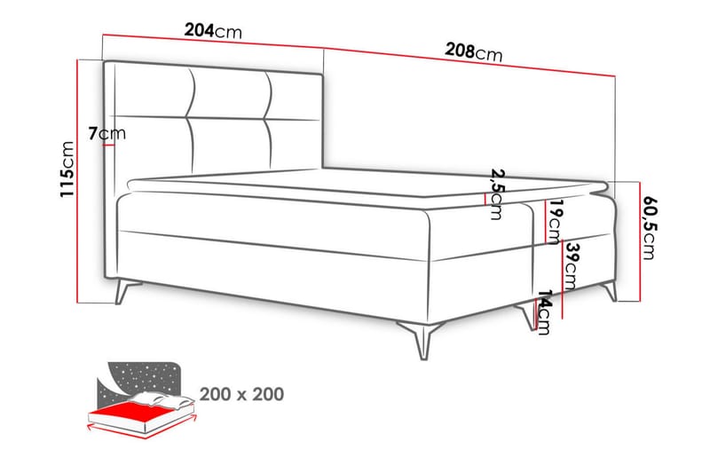 Galtebol Kontinentalseng 200x200 cm - Hvid - Kontinentalsenge