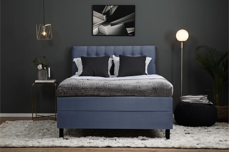 Happy sengepakke 140x200 polyester Diamant - Mørkeblå - Komplet sengepakke - Kontinentalsenge - Dobbeltsenge