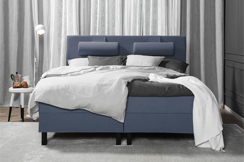 Happy sengepakke 150x200 skumkerne glat Gavl - Mørkeblå - Komplet sengepakke - Kontinentalsenge