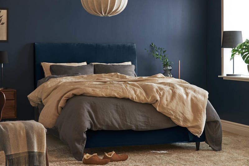Happy Plus Kontinentalseng 120x200 cm - Mørkeblå - Komplet sengepakke - Kontinentalsenge