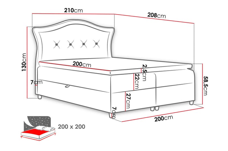 Hestra Kontinentalseng 200x200 cm - Blå - Møbler - Senge - Kontinentalsenge