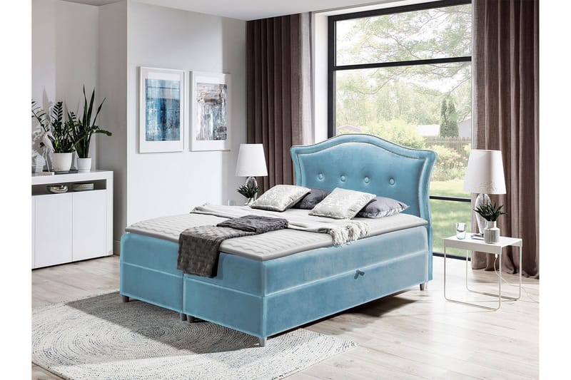 Hestra Kontinentalseng 200x200 cm - Blå - Møbler - Senge - Kontinentalsenge