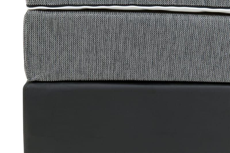 Hilton Luksus Kontinentalseng 120x200 kunstlæder/stof - sort/lysegrå - Enkeltsenge - Kontinentalsenge