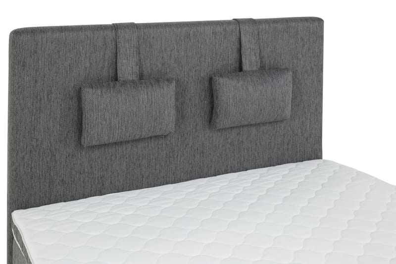 Hilton Luksus sengepakke 120x200 kunstlæder/stof sokkel - sort/lysegrå - Komplet sengepakke - Kontinentalsenge
