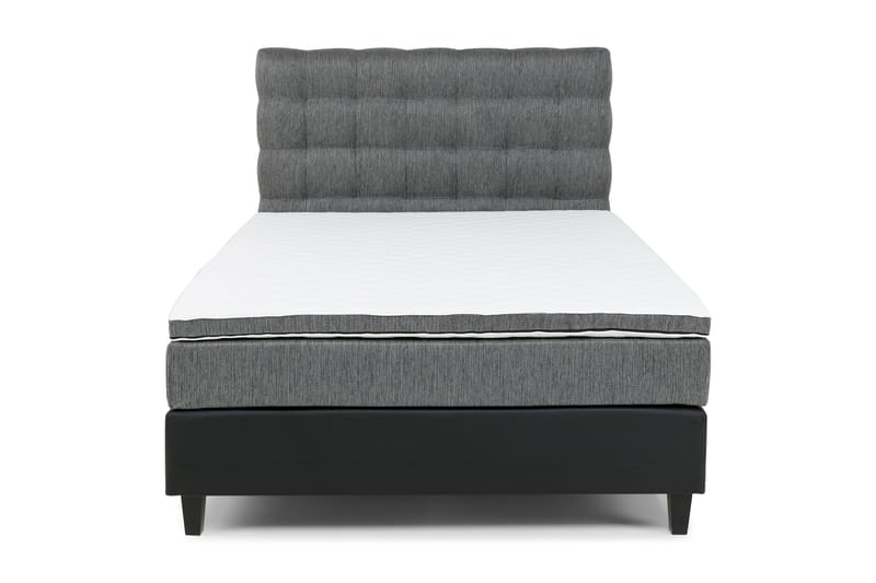 Hilton Luksus sengepakke 120x200 kunstlæder/stof - sort/lysegrå - Komplet sengepakke - Kontinentalsenge