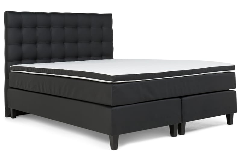 Hilton Luksus sengepakke 160x200 kunstlæder - sort - Komplet sengepakke - Kontinentalsenge - Dobbeltsenge