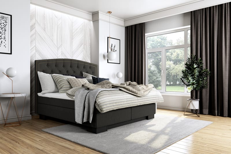 Hilton Luksus sengepakke 180x200 buet - sort - Komplet sengepakke - Kontinentalsenge - Dobbeltsenge