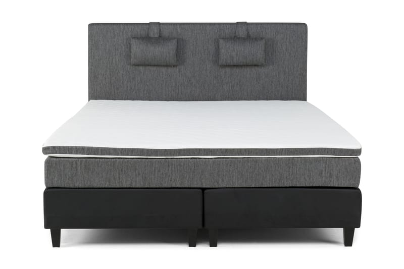Hilton Luksus sengepakke 180x200 kunstlæder/stof - sort/lysegrå - Møbler - Senge - Komplet sengepakke