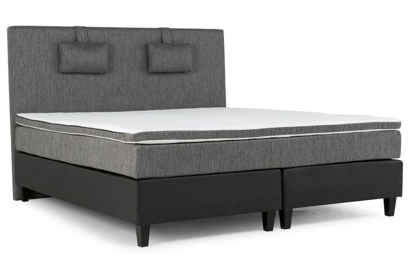 Hilton Luksus sengepakke 180x200 kunstlæder/stof - sort/lysegr�å - Komplet sengepakke - Kontinentalsenge - Dobbeltsenge