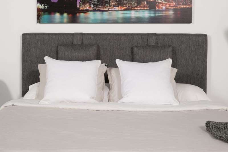 Hilton Luksus sengepakke 180x200 kunstlæder/stof - sort/lysegrå - Møbler - Senge - Komplet sengepakke