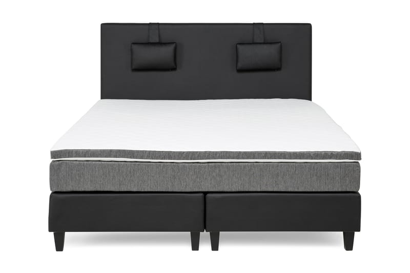 Hilton Luksus sengepakke 180x200 kunstlæder/stof - sort/lysegrå - Møbler - Senge - Komplet sengepakke