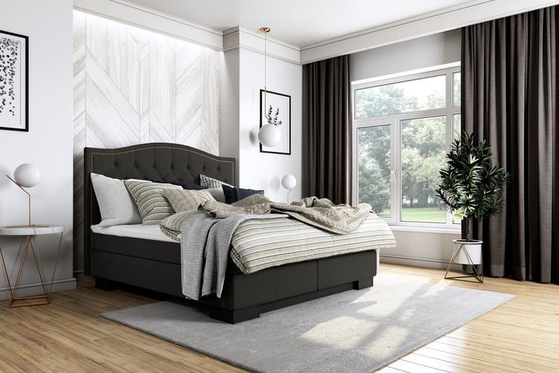 Hilton Luksus sengepakke 180x200 top - sort - Komplet sengepakke - Kontinentalsenge - Dobbeltsenge