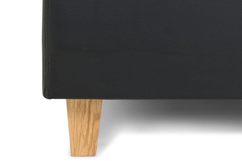 Hilton Lyx 120 cm Komplet Sengepakke - Sort PU/Grå/Eg - Møbler - Senge - Komplet sengepakke