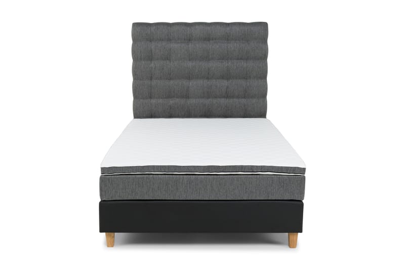 Hilton Lyx 120 cm Komplet Sengepakke - Sort PU/Grå/Eg - Møbler - Senge - Komplet sengepakke