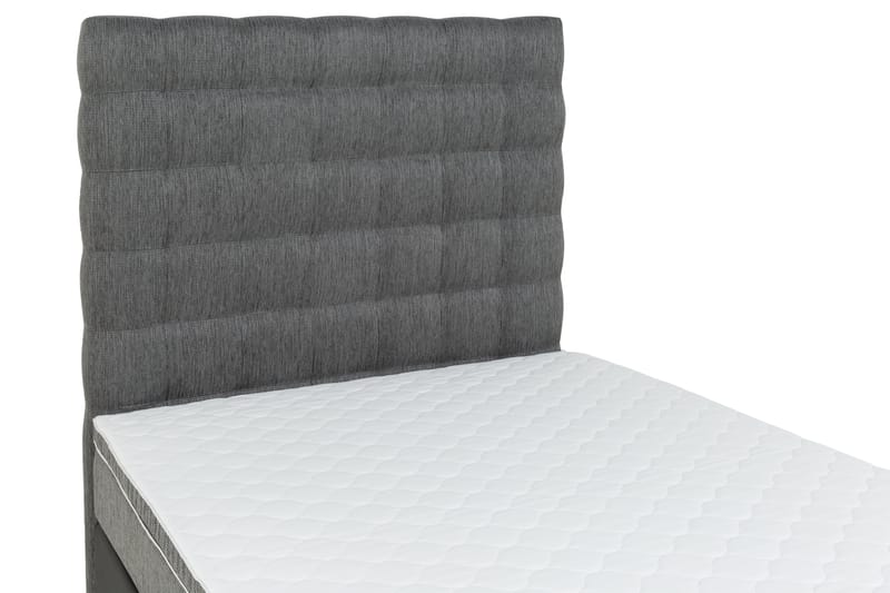 Hilton Lyx 120 cm Komplet Sengepakke - Sort PU/Grå/Eg - Møbler - Senge - Komplet sengepakke
